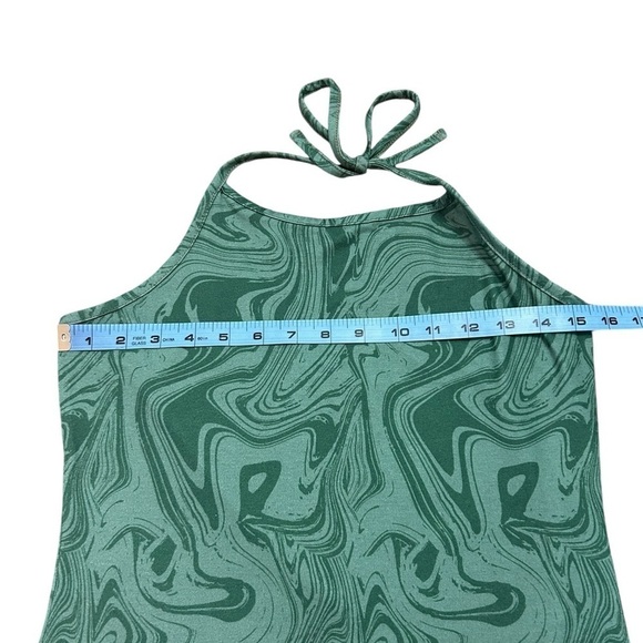 ♥️Pretty Little Thing Green Marble Halter Split Hem Bodycon Dress Women’s Sz 8 - Picture 9 of 12